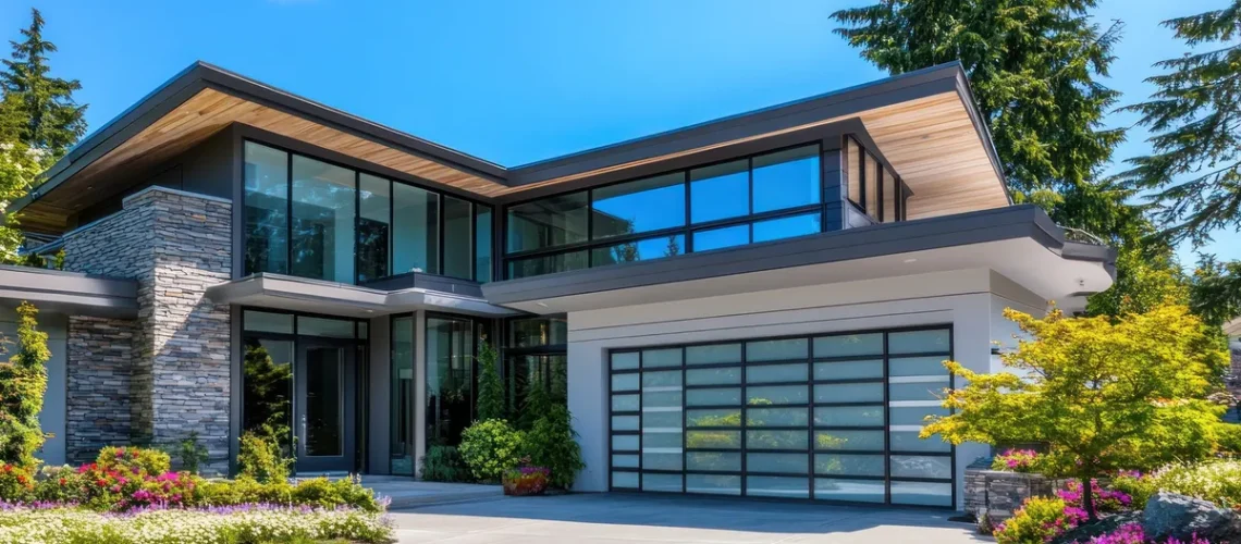 A modern home exterior with clean lines and bold colors, reflecting strong brand identity in design.