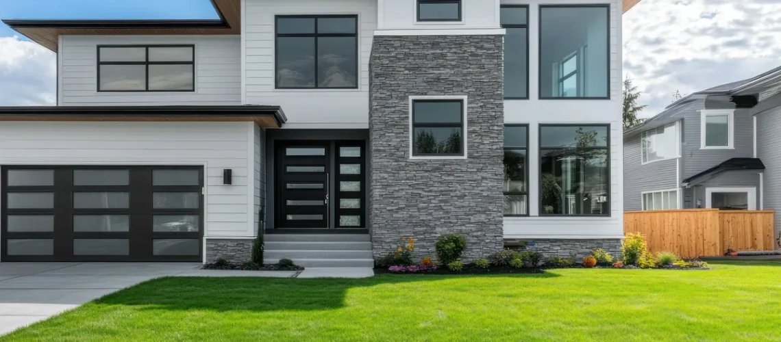 A modern home exterior featuring clean lines and large windows, reflecting a strong local brand identity.