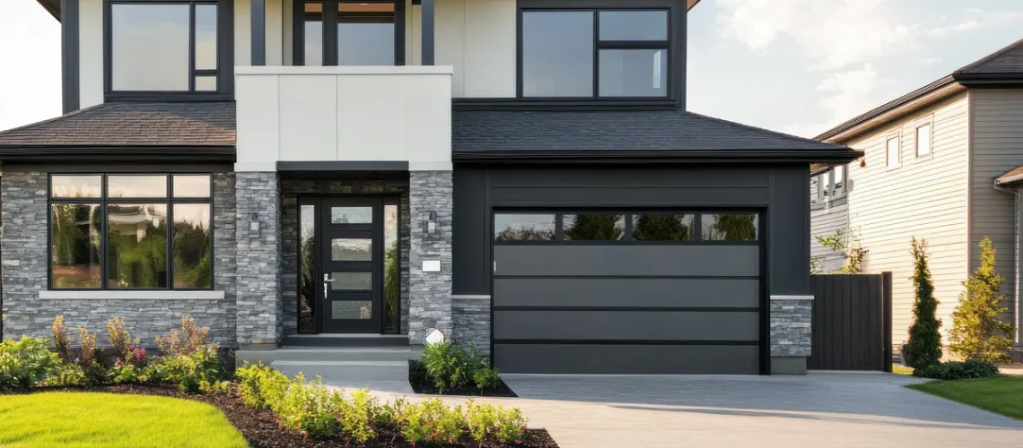 A modern home exterior featuring sleek lines and large windows, reflecting contemporary design trends.